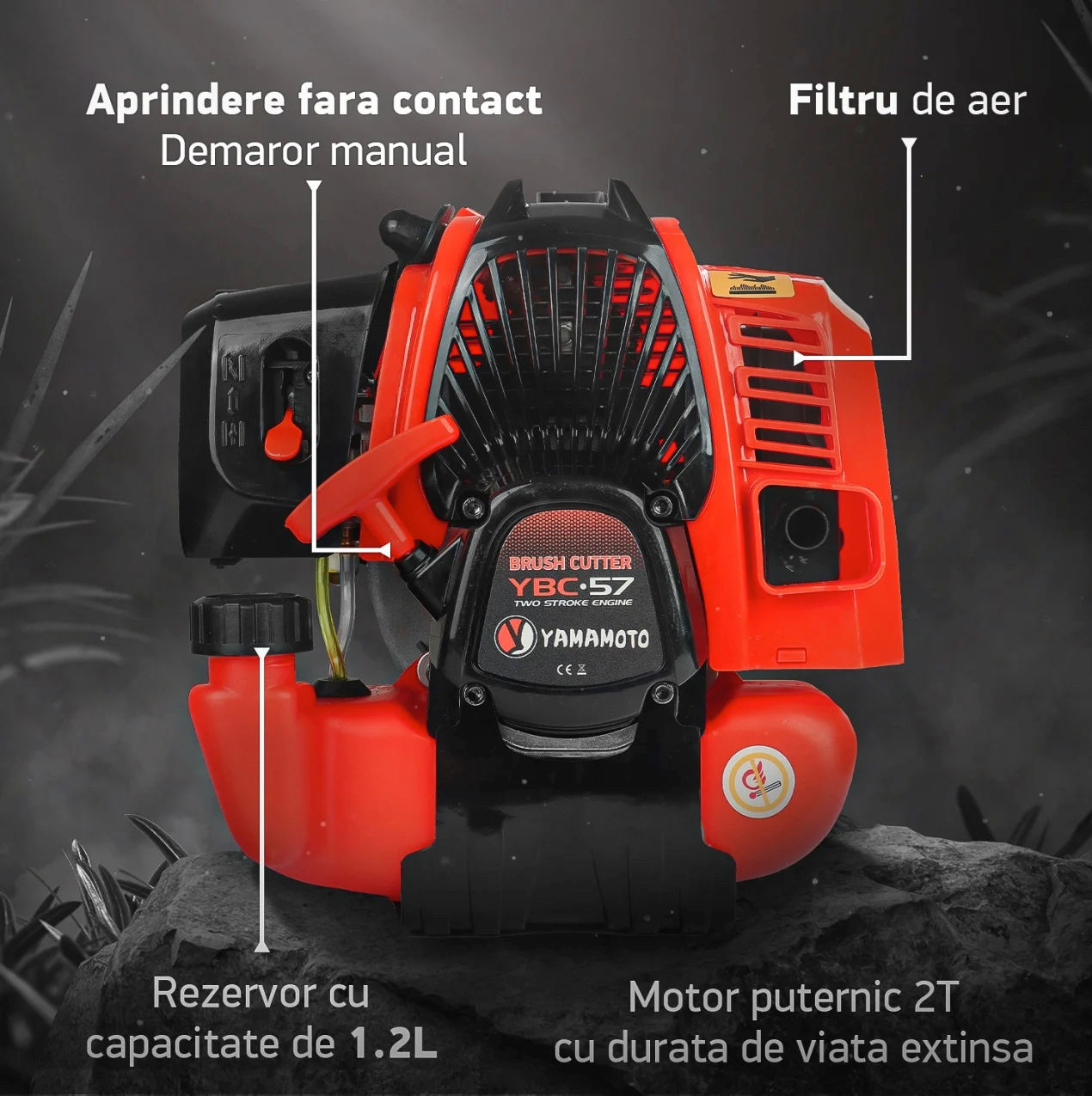 Motocoasa pe benzina, Yamamoto YBC-57, 2 timpi, 6 CP, 52 CC